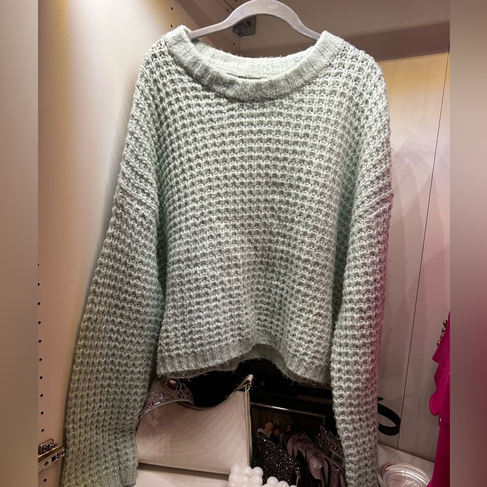 Wild Fable Mint Oversized Waffle Sweater